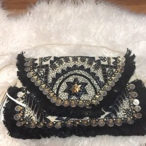 Shashi Bohemian Shoulder Bag Fringe Beads Coins